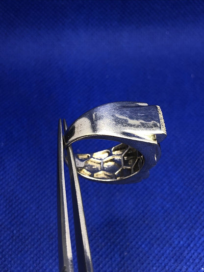 Designer 925 Sterling Silver Black White Pave Diamond Unisex Modernist Dome Ring