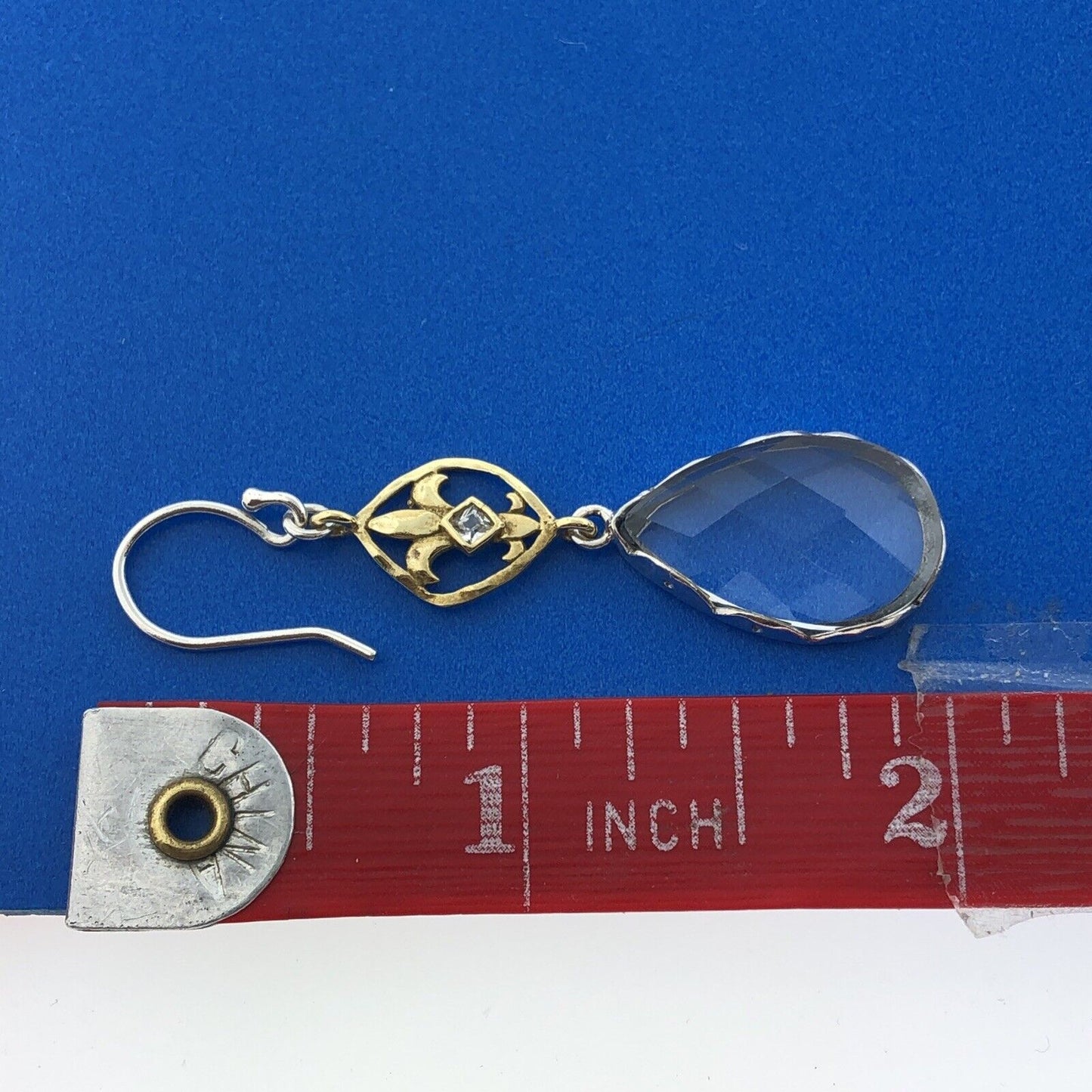 Silpada 925 Sterling Silver Brass White Topaz Glass Crystal Drop Dangle Earrings