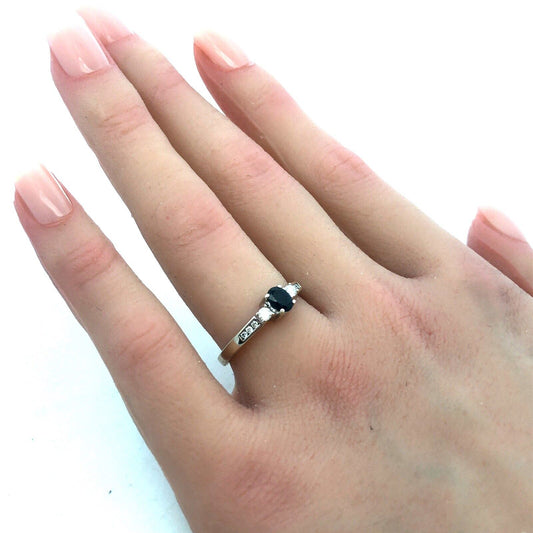 RJW 14K White Gold Oval Sapphire Diamond Past Present Future Anniversary Ring