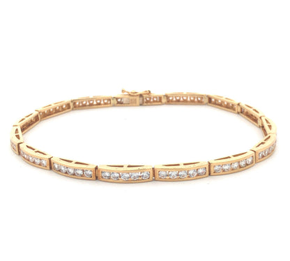 Designer 14K Yellow Gold Diamonique Cubic Zirconia CZ Statement Tennis Bracelet
