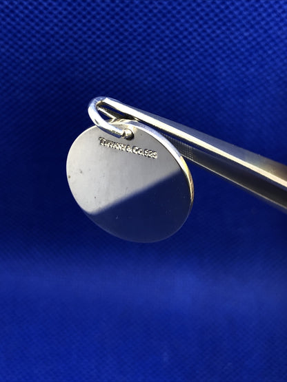 Tiffany & Co. 925 Sterling Silver Flat Round Engravable Pendant