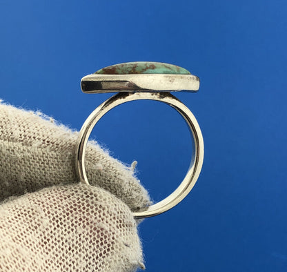 Designer Barse Sterling Silver 925 Cabochon Marquise Turquoise Size 8.75 Ring