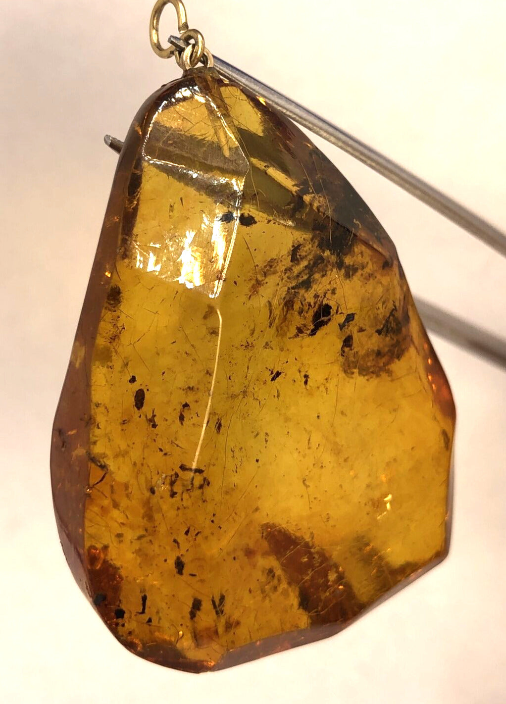 Vintage Large Orange Amber Crystal Healing Statement Pendant