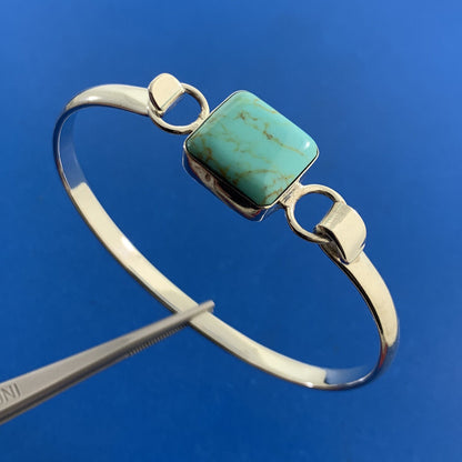 Artisan Mexico 925 Sterling Silver Square Turquoise Bangle Bracelet