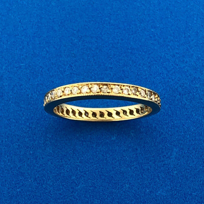 Designer 18K Yellow Gold Diamond Wedding Eternity Anniversary Band Ring