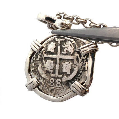 Waxing Poetic WP 925 Sterling Silver Spanish Colonial Coin Pendant Necklace