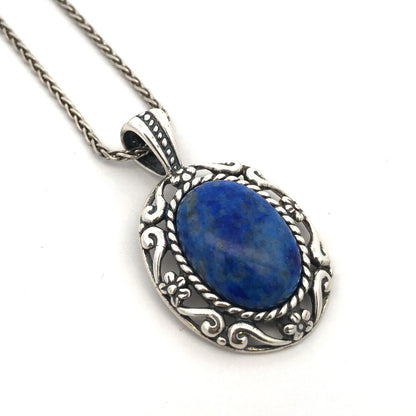 Carolyn Pollack R Moon Sterling Silver Oval Blue Lapis Lazuli Pendant Necklace