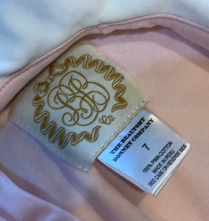 The Beaufort Bonnet Company 100% Cotton Pink White Collared Size 7 Girls Dress