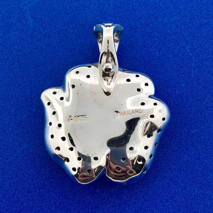 Designer Sterling Silver Pink Cubic Zirconia Marcasite Flower Enhancer Pendant