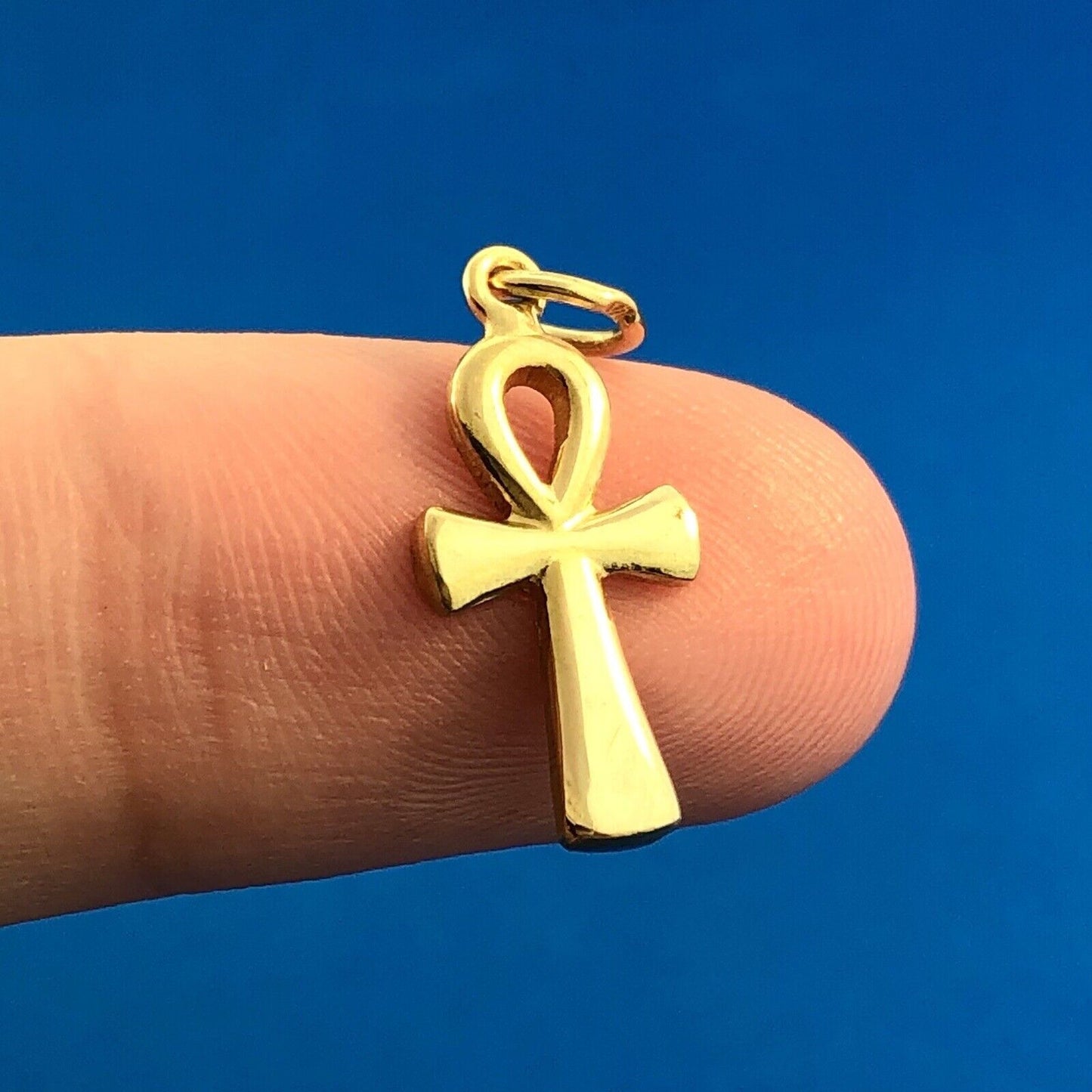 Designer 18K Yellow Gold Ankh Egyptian Cross Religious Communion Charm Pendant