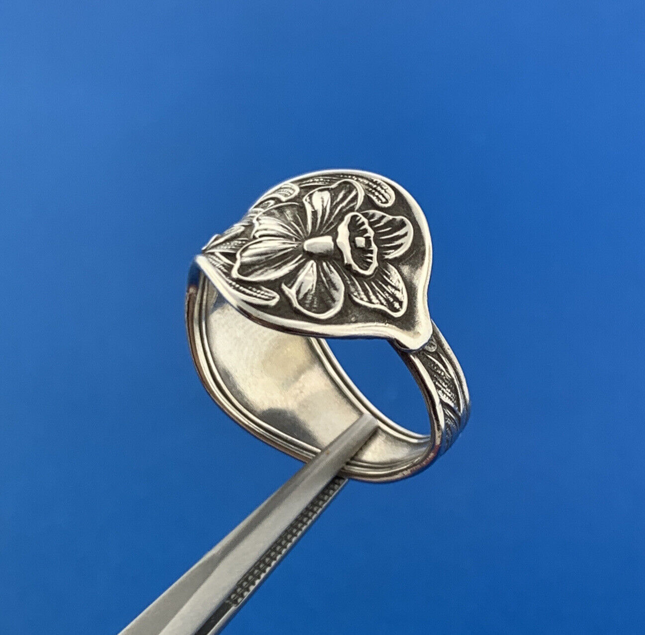 Baker Manchester Daffodil 925 Sterling Silver Bypass Adjustable Spoon Ring