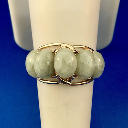 Vintage Designer SANUK 14K Yellow Gold Jade Jadeite Waterfall Dome Ring