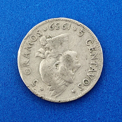 1939 Dominican Republic 5 Centavos 5 Grammos Tough Key Date Low Mintage Coin