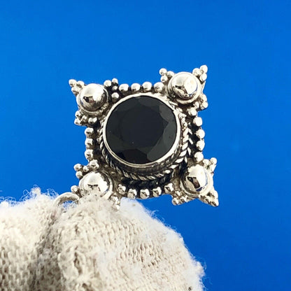 Estate 925 Sterling Silver Garnet Bead Work Artisan January Occasion Earrings