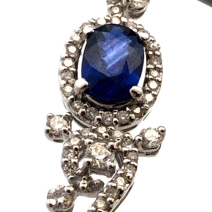 Designer K 18K White Gold Oval Blue Sapphire Diamond Swirl Tennis Bracelet