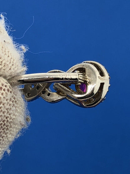 Designer CN 925 Sterling Silver Ruby White Sapphire July Occasion Earrings