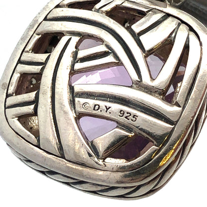 David Yurman 925 Sterling Silver Amethyst Diamond Halo Albion Enhancer Pendant