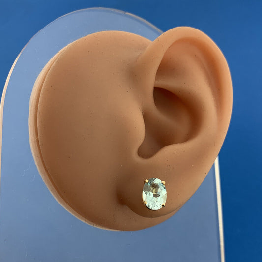 Designer 14K Yellow Gold Swiss Blue Topaz December Anniversary Stud Earrings