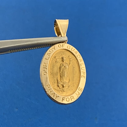 Designer 14K Yellow Gold Our Lady Of Guadalupe Oval Charm Pendant