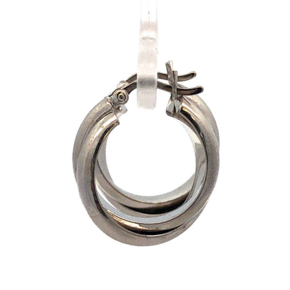 Designer 925 Sterling Silver Round Textured Double Twist Hoop Earrings