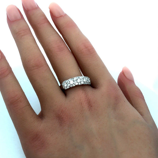 Designer UD 14K White Gold Diamond Halo Cluster Wedding Anniversary Band Ring