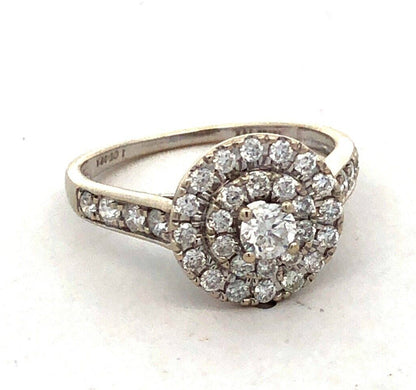 Tasha 14K White Gold Round Diamond Double Halo Engagement Ring