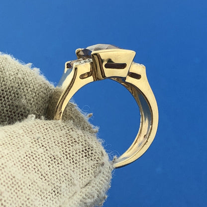 14k Yellow Gold Rectangular Faceted Ametrine Amethyst Citrine Ring Size 5.5