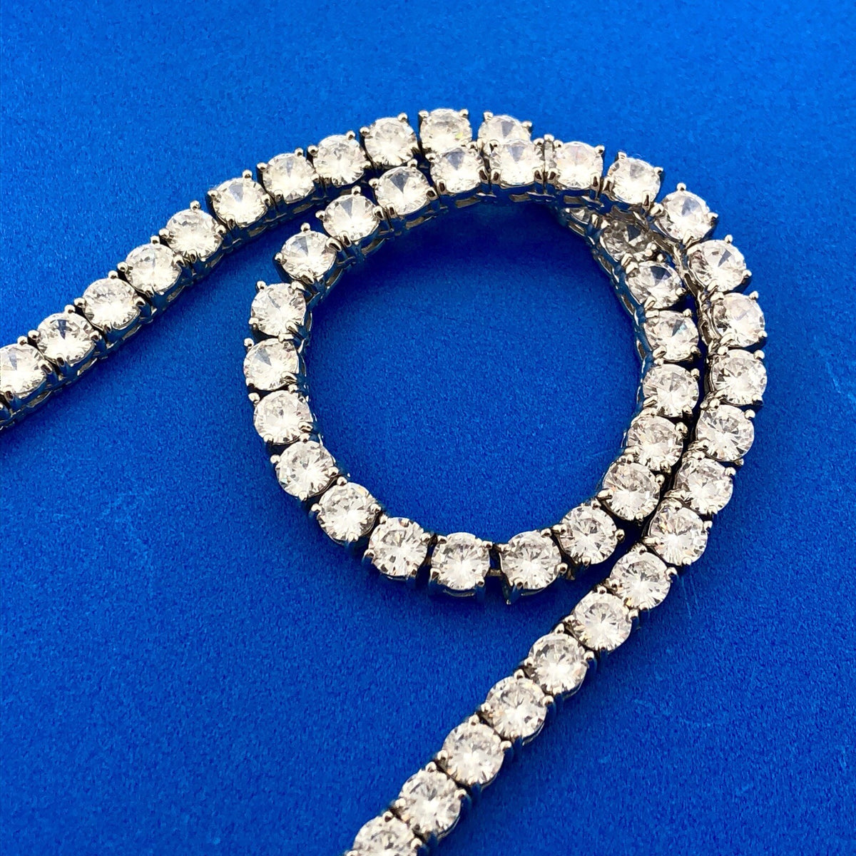 Glamorous Designer Sterling Silver Cubic Zirconia CZ Statement Tennis Necklace