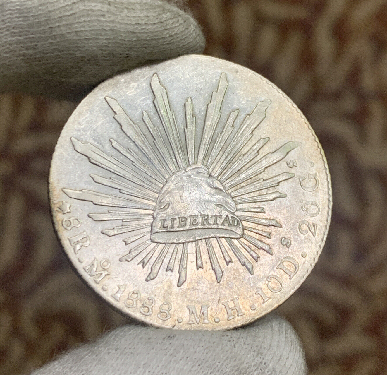 1888 Mo Mexico City 8 Reales M.H. 10 D 20 G Mexico .903 Silver Coin