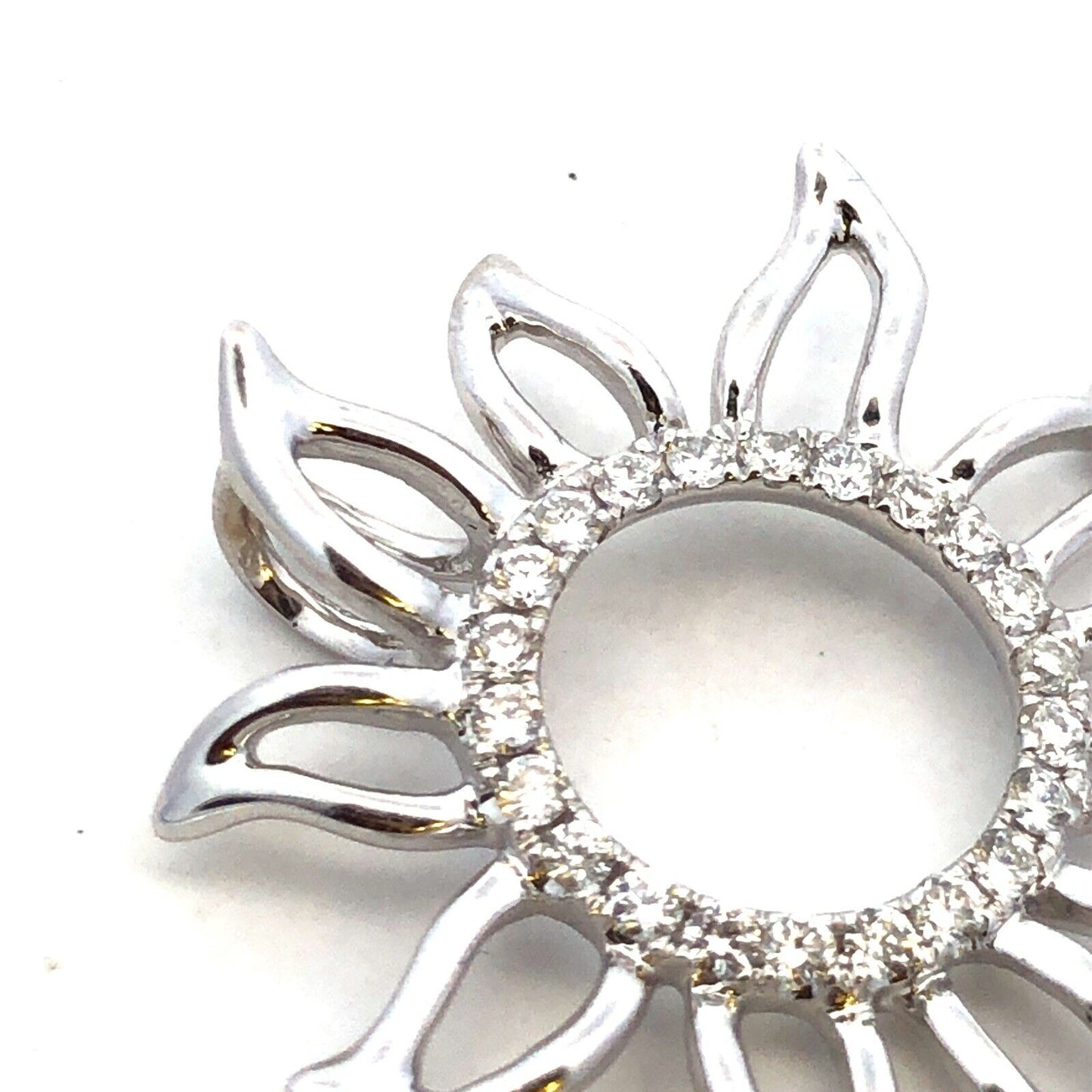 Designer NA HONKU 14K White Gold Round Diamond Sun Rays Summer Pendant