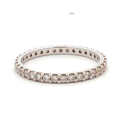 14K White Gold Round Diamond Wedding Anniversary Stacking Band Ring