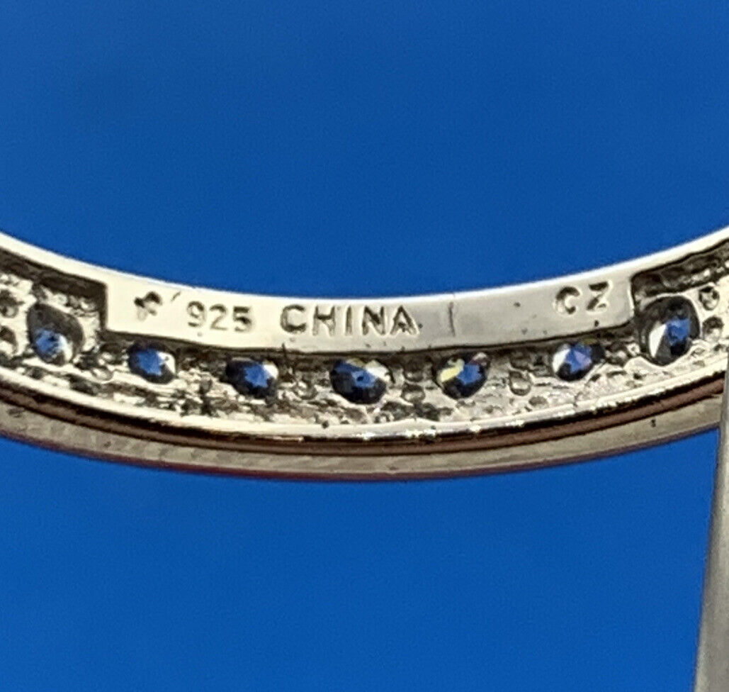 Designer Sterling Silver 925 Channel Set CZ Design Stackable Size 10 Band Ring