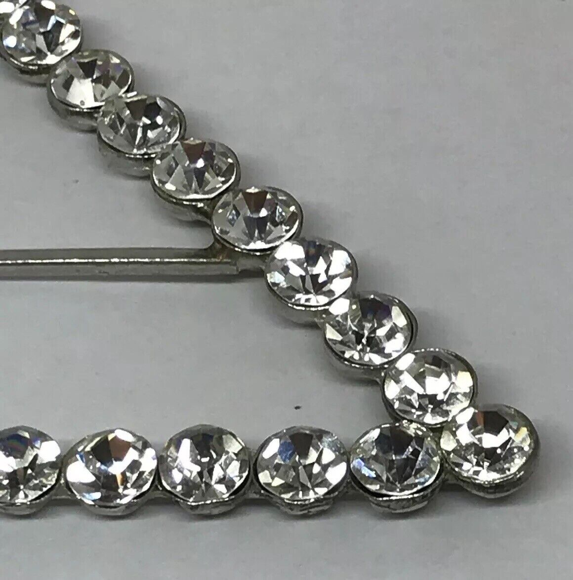 Dramatic Vintage Runway Silver Tone Rhinestone Triangle Scarf Belt Slide Buckle