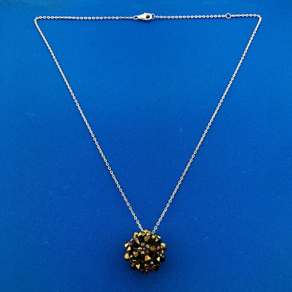 Stunning Sterling Silver 925 Faceted Glass and Bead Crystal Ball 18.5" Necklace