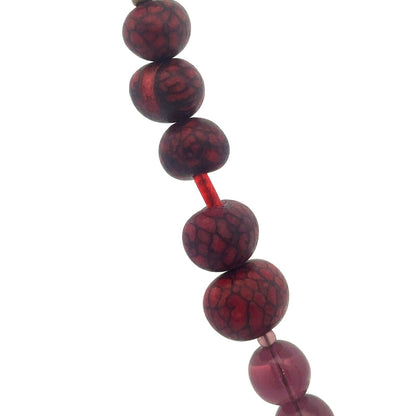 Artisan 14K Yellow Gold Amethyst Art Glass Wooden Mixed Bead Necklace