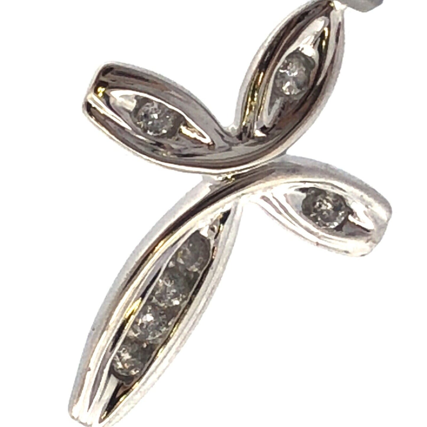 Designer Estate 10K White Gold Round Diamond Cross Religious Drop Pendant