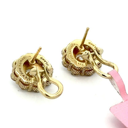 Judith Ripka 925 Sterling Silver Vermeil Cubic Zirconia Floral Cluster Earrings