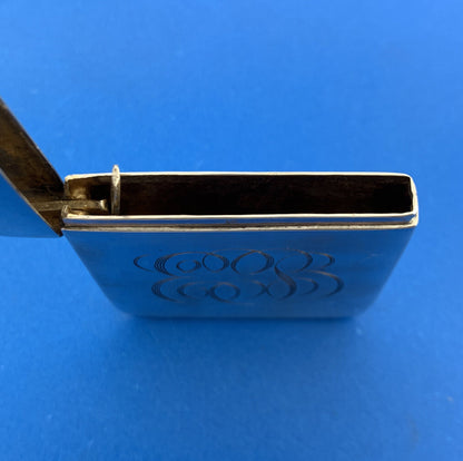 Victorian Art Nouveau 925 Sterling Silver Monogrammed Match Safe Vesta Case