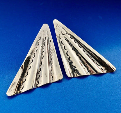 Vintage Taxco TA 115 Sterling Silver Modernist Trapezoid Statement Earrings