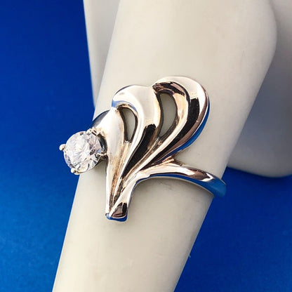 Kabana Modernist Heart 925 Sterling Silver Diamonique Cubic Zirconia CZ Ring