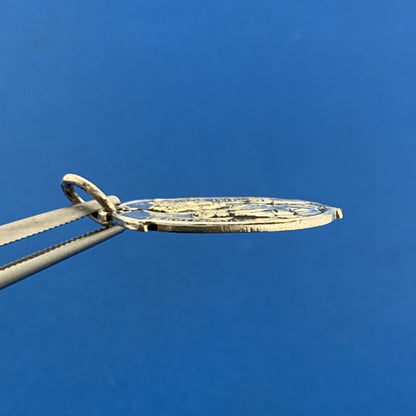 Stunning Silver Toned Saint Anne France Notre Dame Religious Dangle Pendant