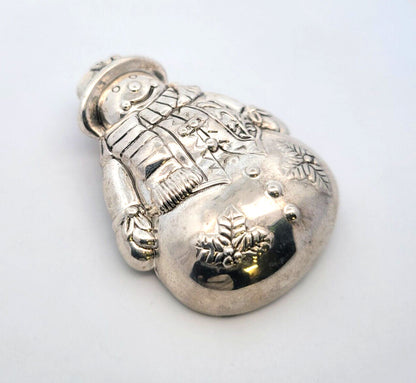 Mid Century Designer Best Silver Tone Snowman 3 Pc Brooch/Pendant & Clip Earring