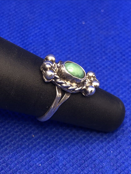 Native American Green Turquoise 925 Sterling Silver Concho Split Shank Ring
