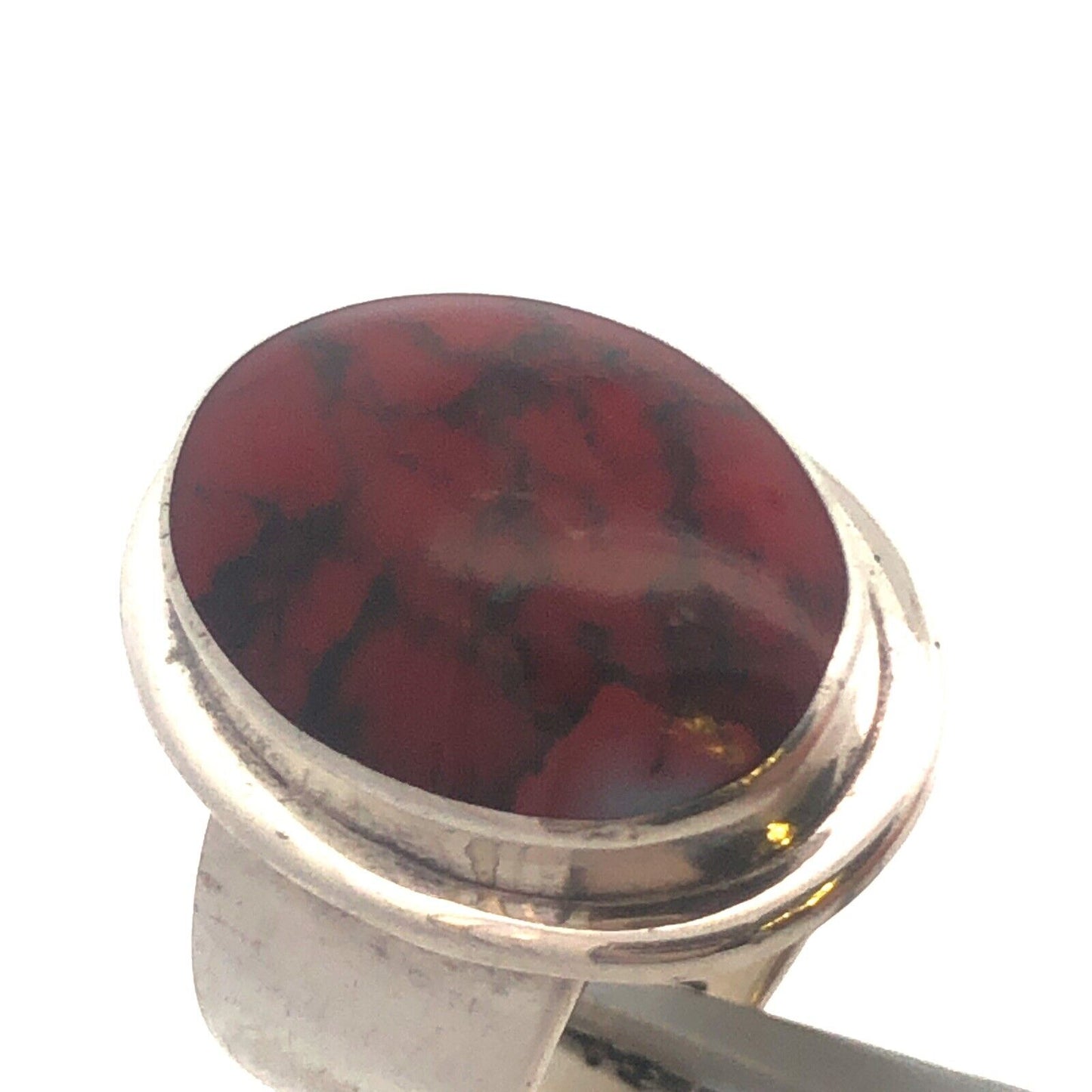 Designer ATI Mexico Sterling Silver Brecciated Jasper Cabochon Statement Ring