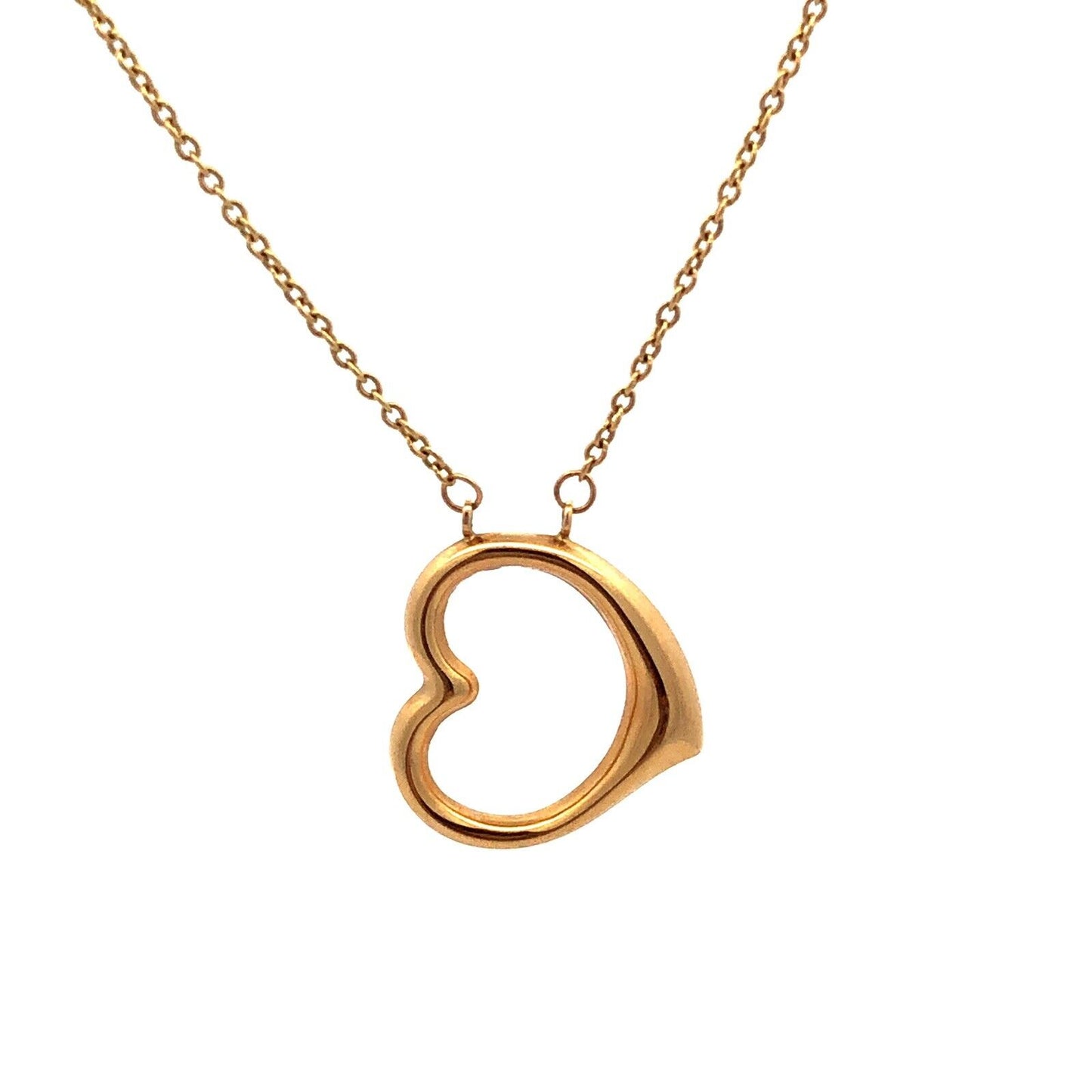 Designer ARR 14K Yellow Gold Puffy Heart Love Anniversary Pendant Chain Necklace