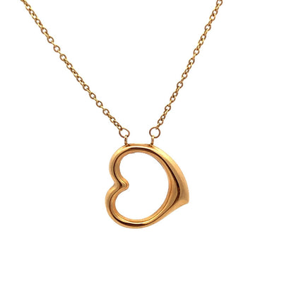 Designer ARR 14K Yellow Gold Puffy Heart Love Anniversary Pendant Chain Necklace