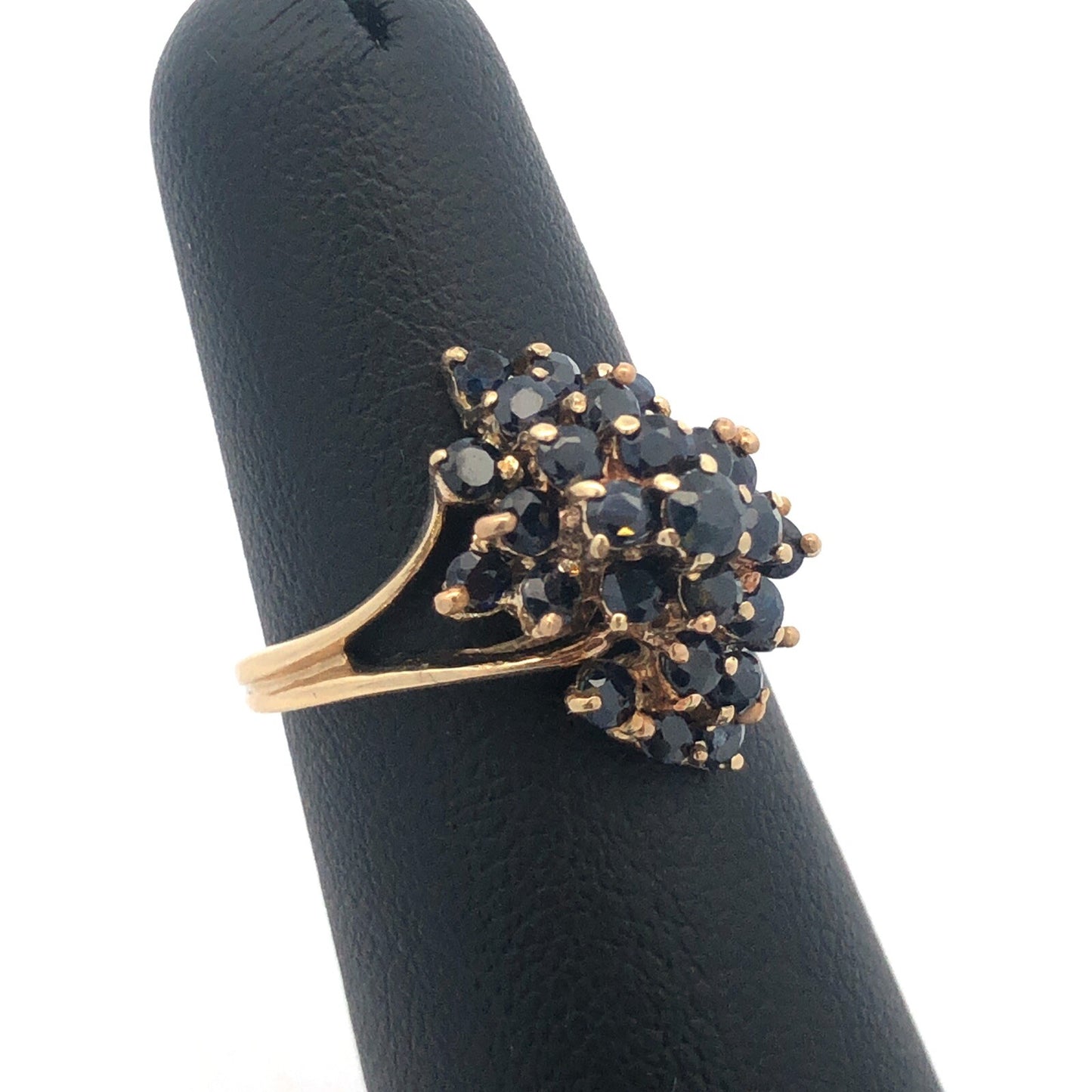 Vintage 14k Solid Yellow Gold Sapphire Cluster Ring 1.45tcw Size 6