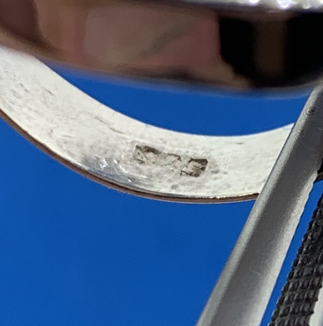 Retro 925 Sterling Silver Rectangle Banded Agate Statement Cocktail Ring