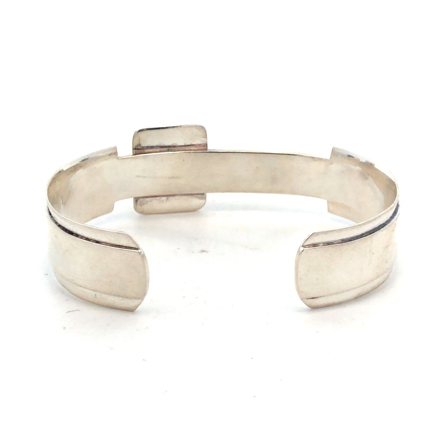 Vintage Mexico 925 Sterling Silver Modernist Open Back Cuff Bracelet
