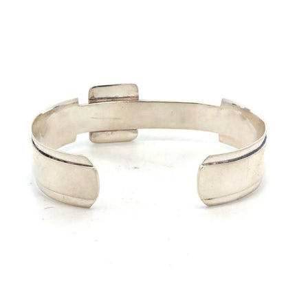 Vintage Mexico 925 Sterling Silver Modernist Open Back Cuff Bracelet